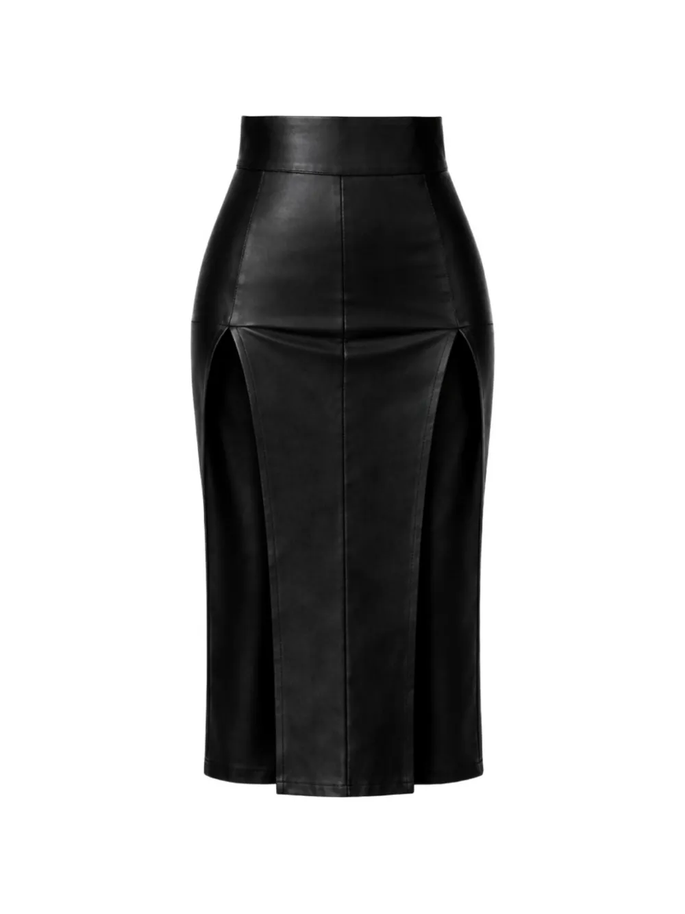 HEIRA LEATHERWEAR Venus double-slit midi skirt - Nero