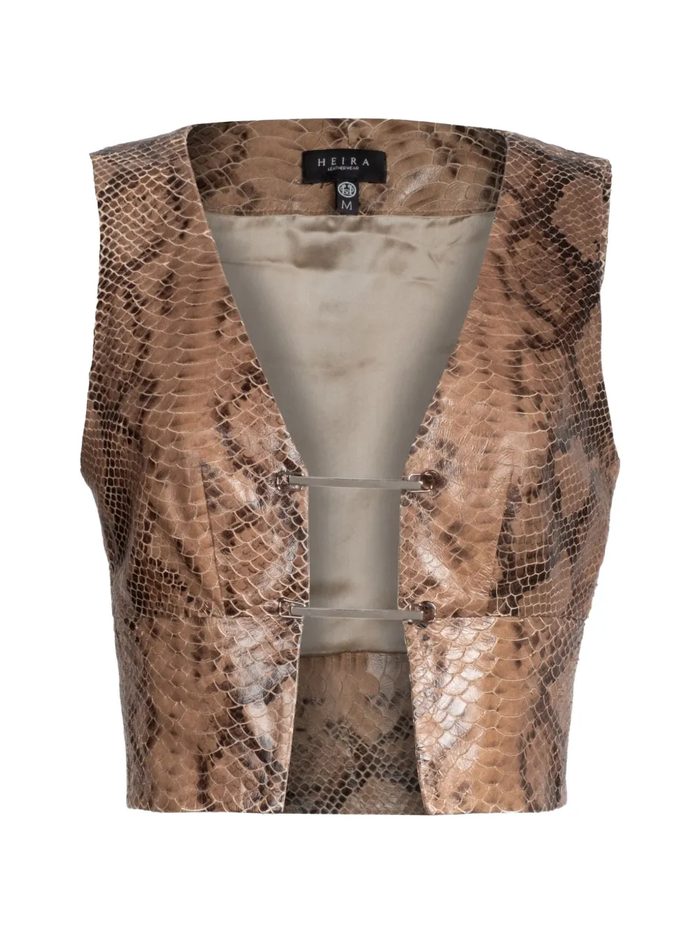 HEIRA LEATHERWEAR Medusa snakeskin-embossed vest - Marrone