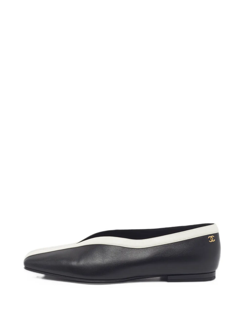 CHANEL Pre-Owned square toe ballet flats - Black