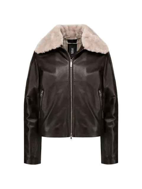 bomboogie Nancy faux-fur-collar leather jacket