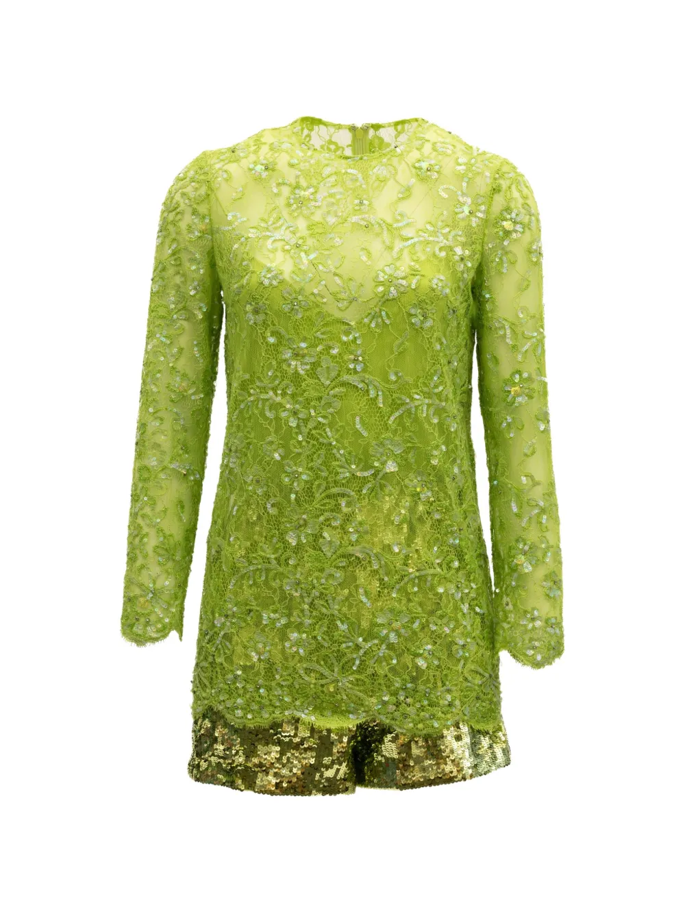 Valentino Garavani sequin-embellished lace jumpsuit Groen