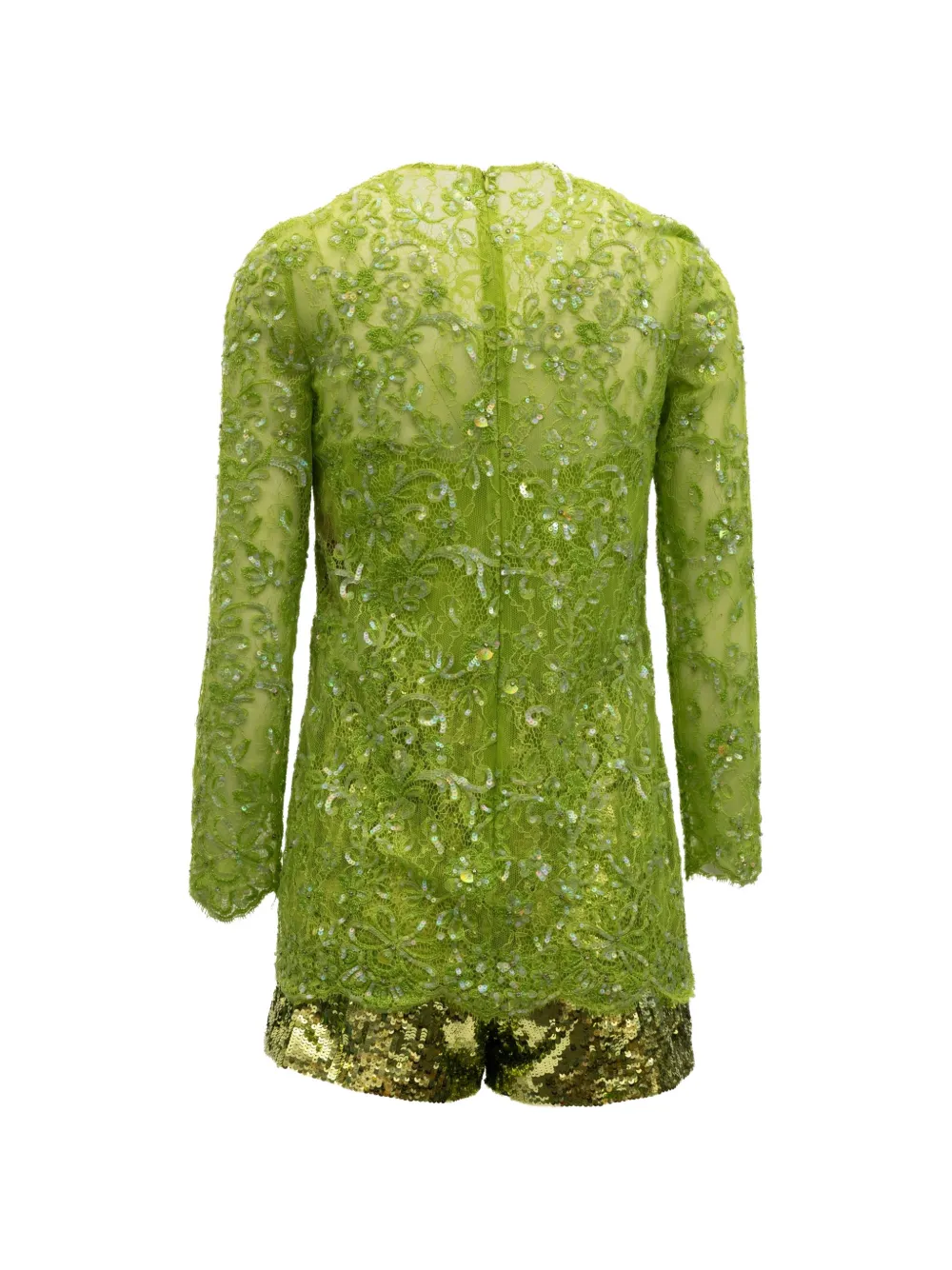 Valentino Garavani sequin-embellished lace jumpsuit Groen