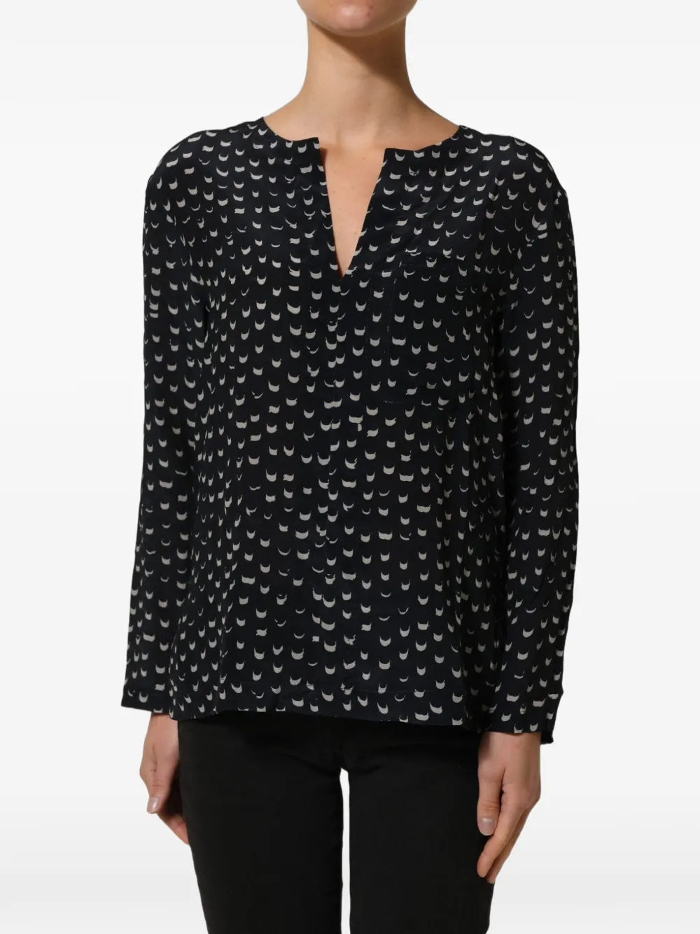 Bruno Manetti silk V-neck blouse - Nero