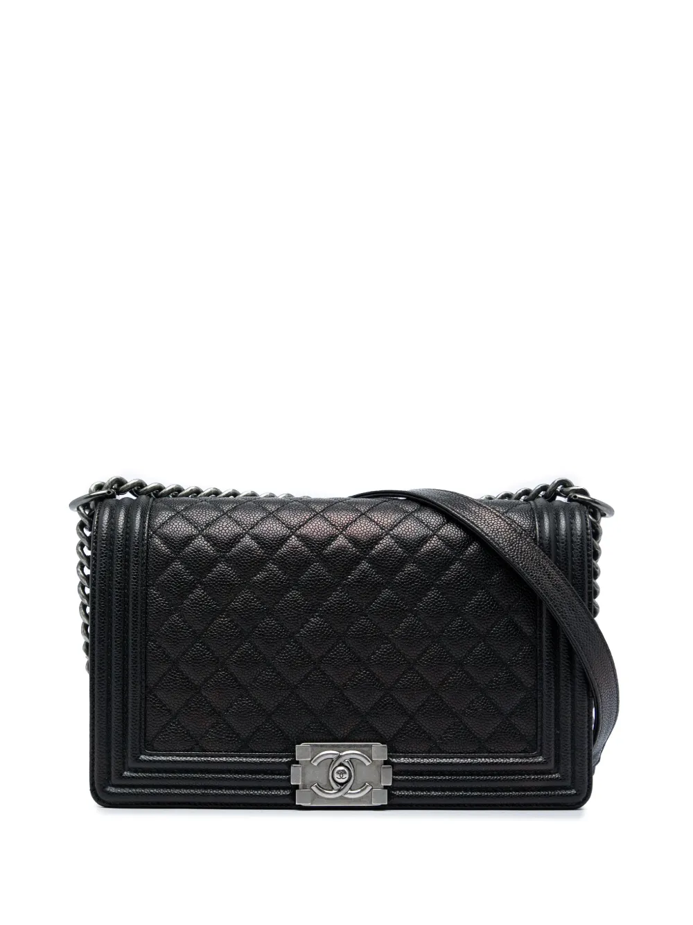 CHANEL Pre-Owned 2014-2015 Large Quilted Caviar Boy Flap crossbody bag - Nero