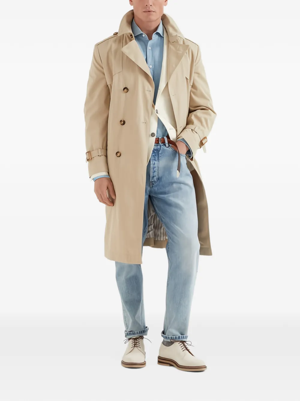 Brunello Cucinelli double-breasted trench coat Beige