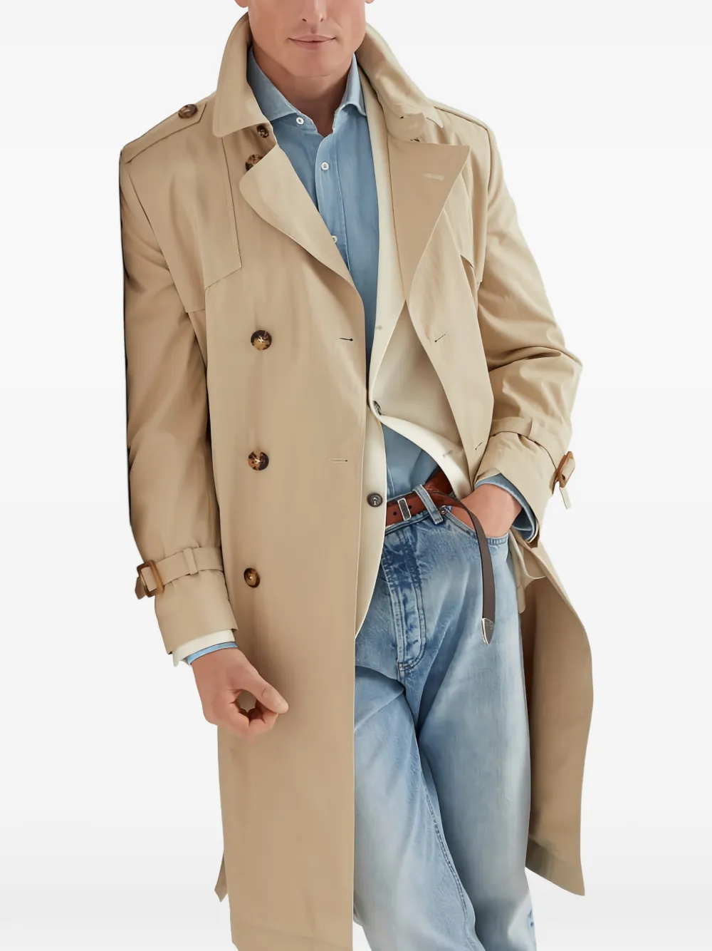 Brunello Cucinelli double-breasted trench coat Beige