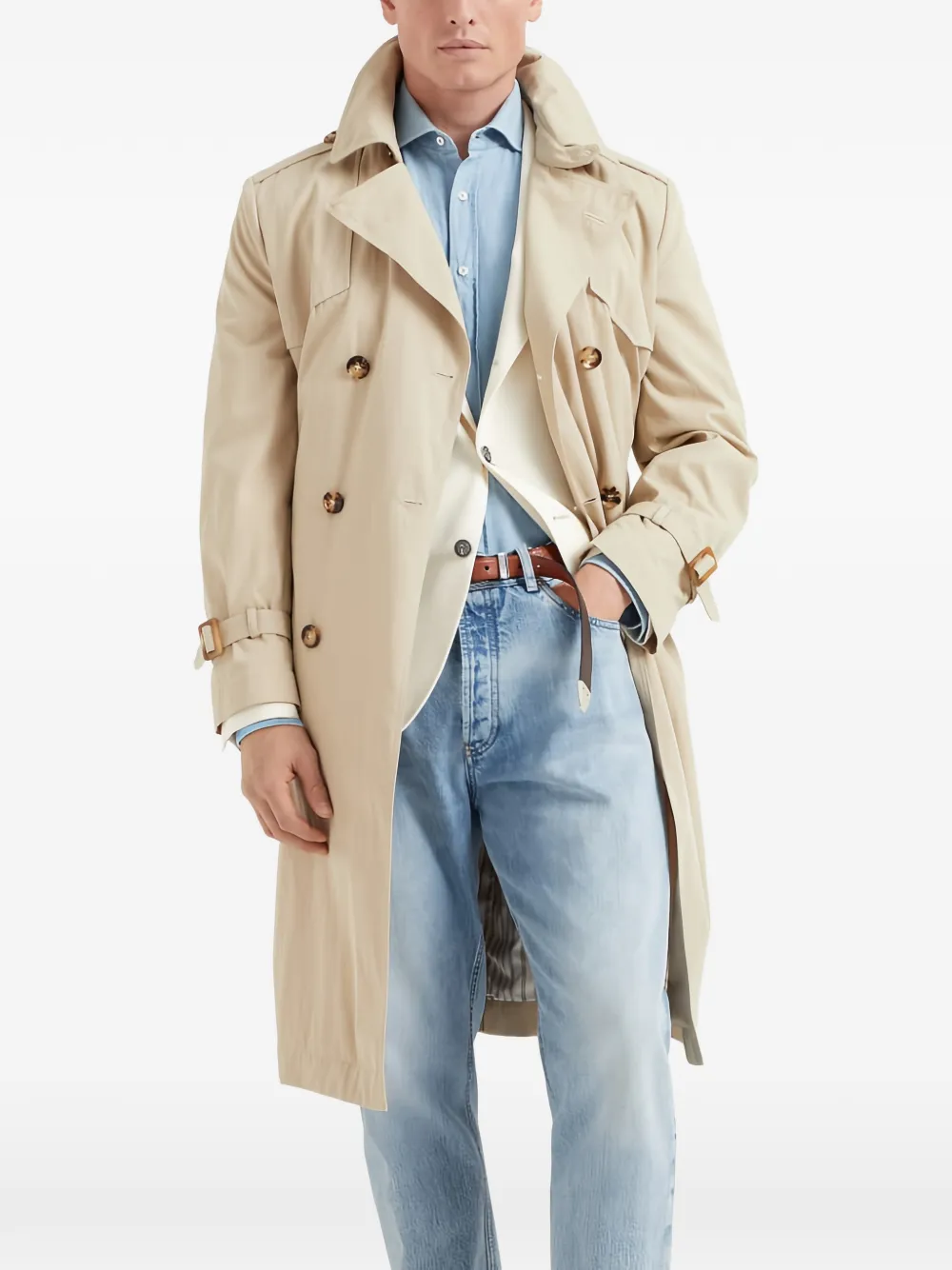Brunello Cucinelli double-breasted trench coat Beige