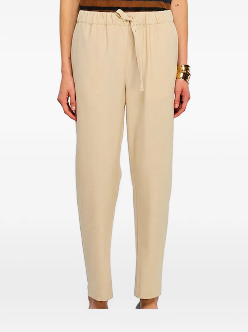 Semicouture drawstring-waistband tapered trousers Wit