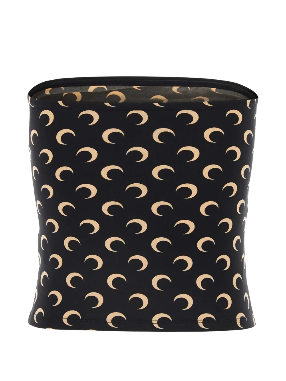 Marine Serre Moon printed jersey second skin tube top; sleeveless second skin cropped bustier top Zwart