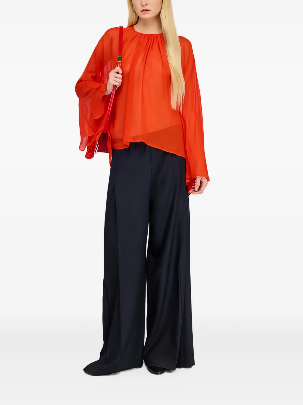 Semicouture Ceara pleated palazzo pants Blauw