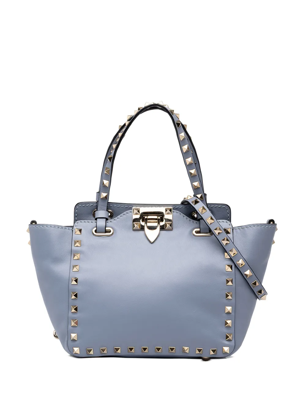 Valentino Garavani Pre-Owned 2018-2026 Mini Leather Rockstud Trapeze satchel - Blu