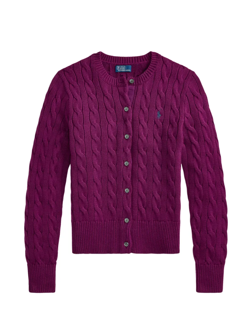 Polo Ralph Lauren cable-knit cotton crewneck cardigan - Viola