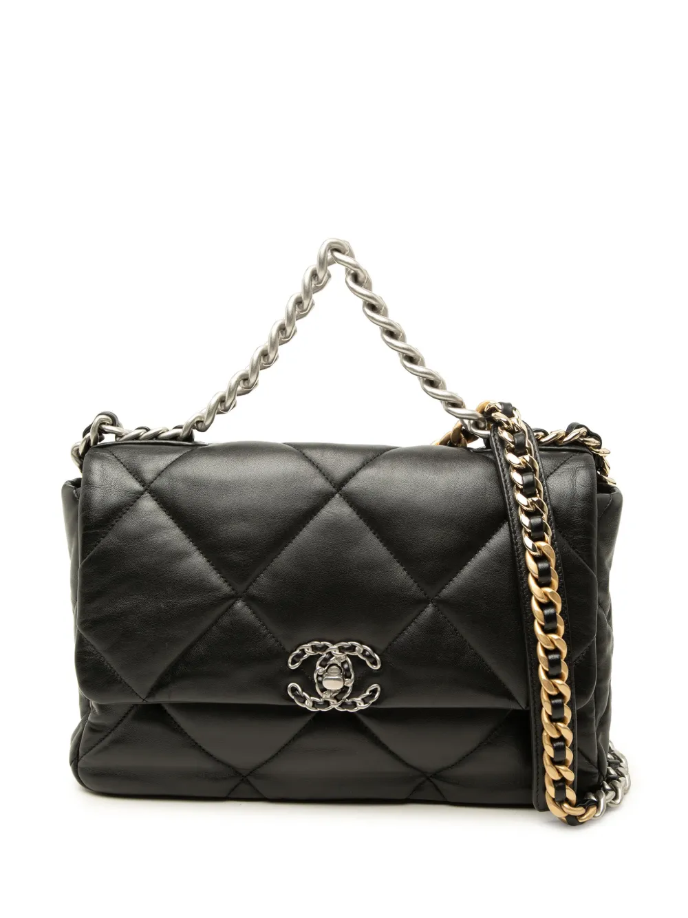 CHANEL Pre-Owned 2021-2026 Large Lambskin 19 Flap satchel - Nero