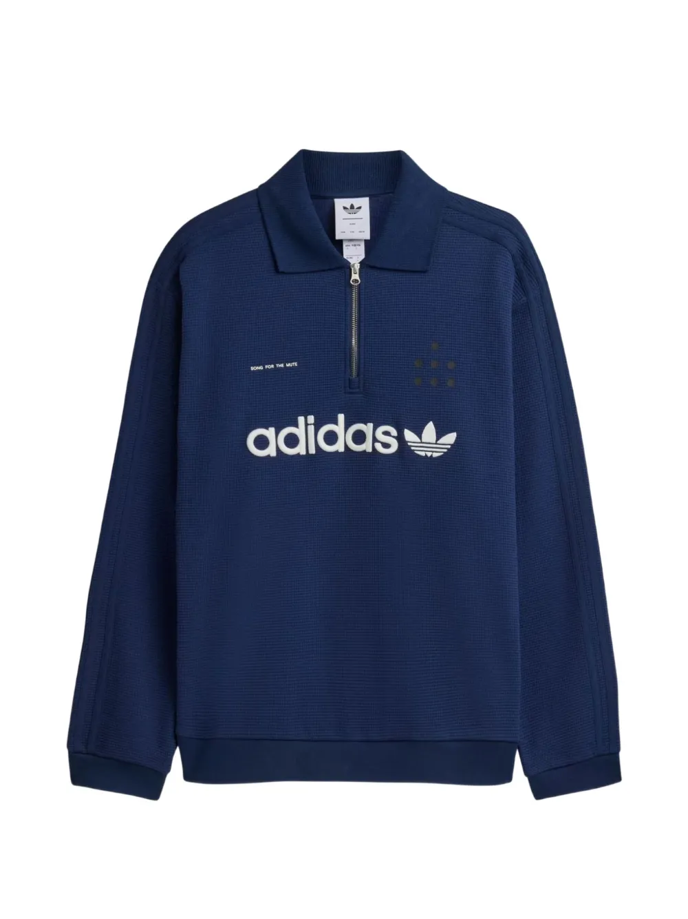 Song For The Mute x Adidas logo-print zip-neck polo shirt - Blu