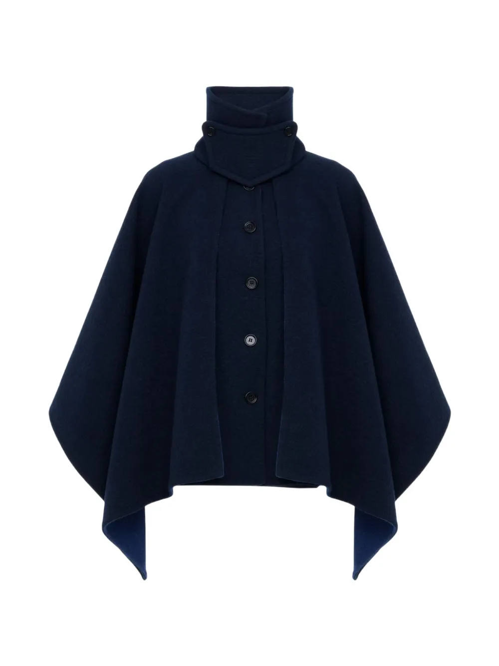 Chloé high-neck short cape coat in washed double-face wool Blauw