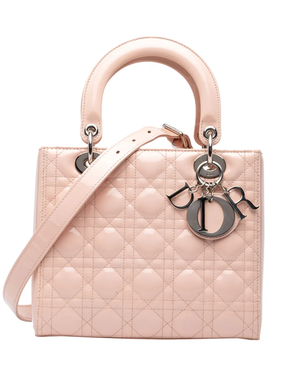 Christian Dior Pre-Owned 2017 Medium Patent Cannage Lady Dior satchel - Rosa