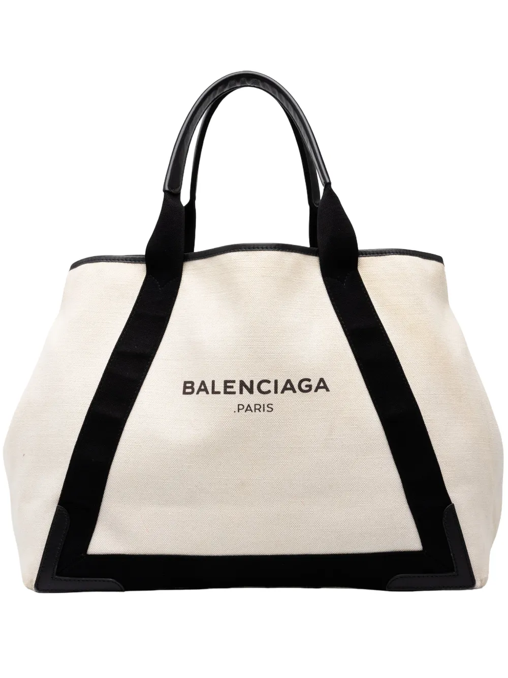 Balenciaga Pre-Owned 2014 Canvas Navy Cabas Tote L satchel - White