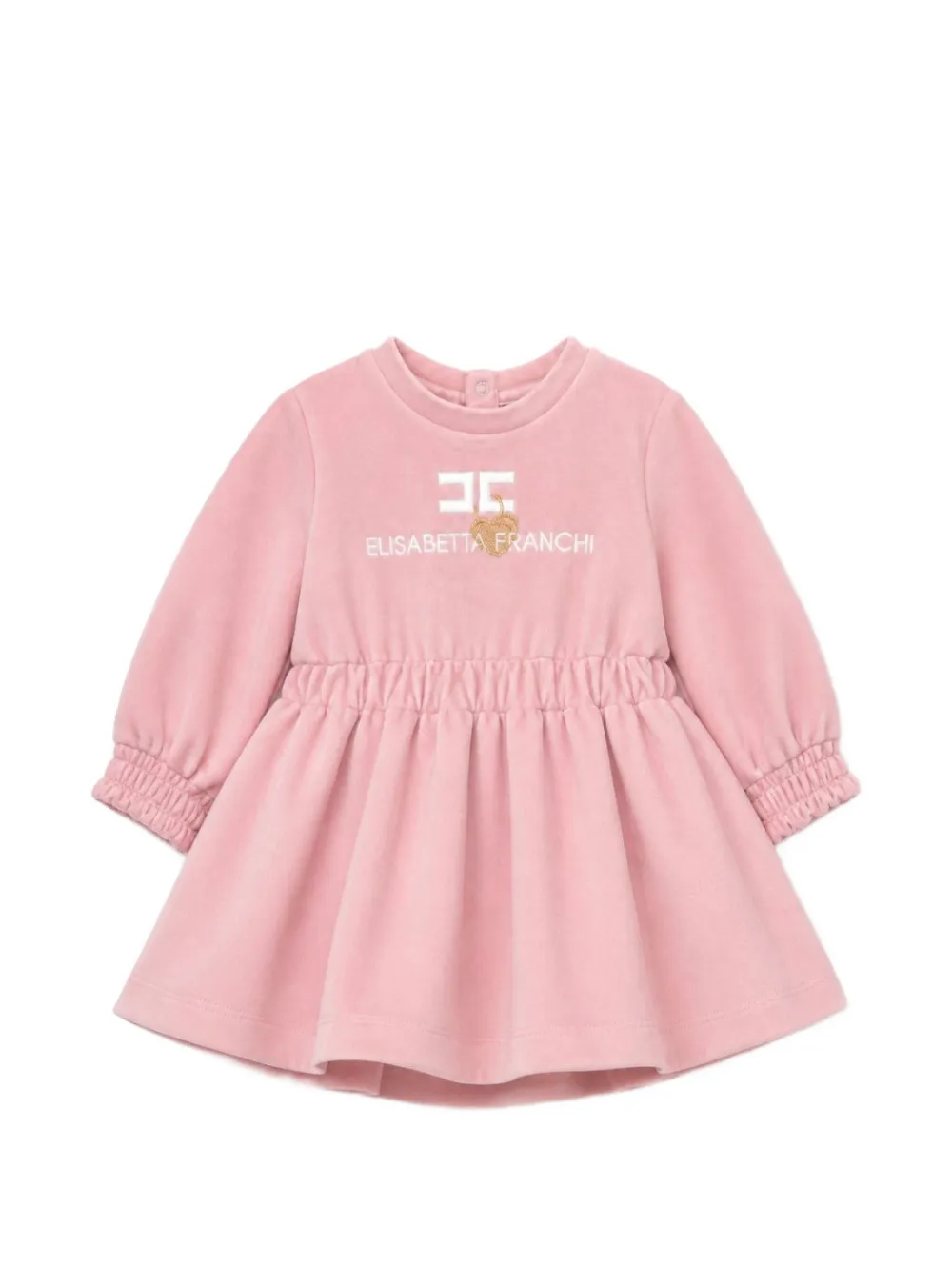 Elisabetta Franchi La Mia Bambina logo-embroidered elasticated-waist dress Roze