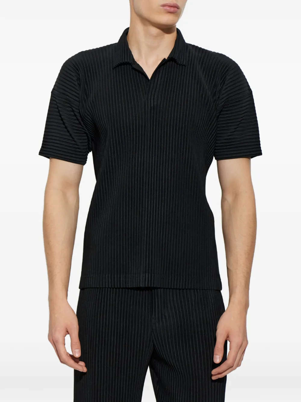 Homme Plissé Issey Miyake pleated polo shirt Zwart