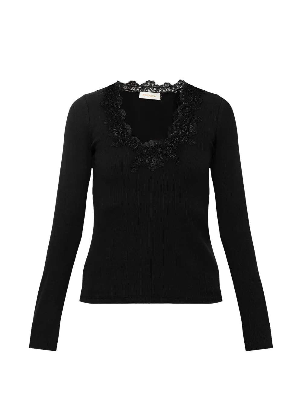 ZIMMERMANN lace trim T-shirt Zwart