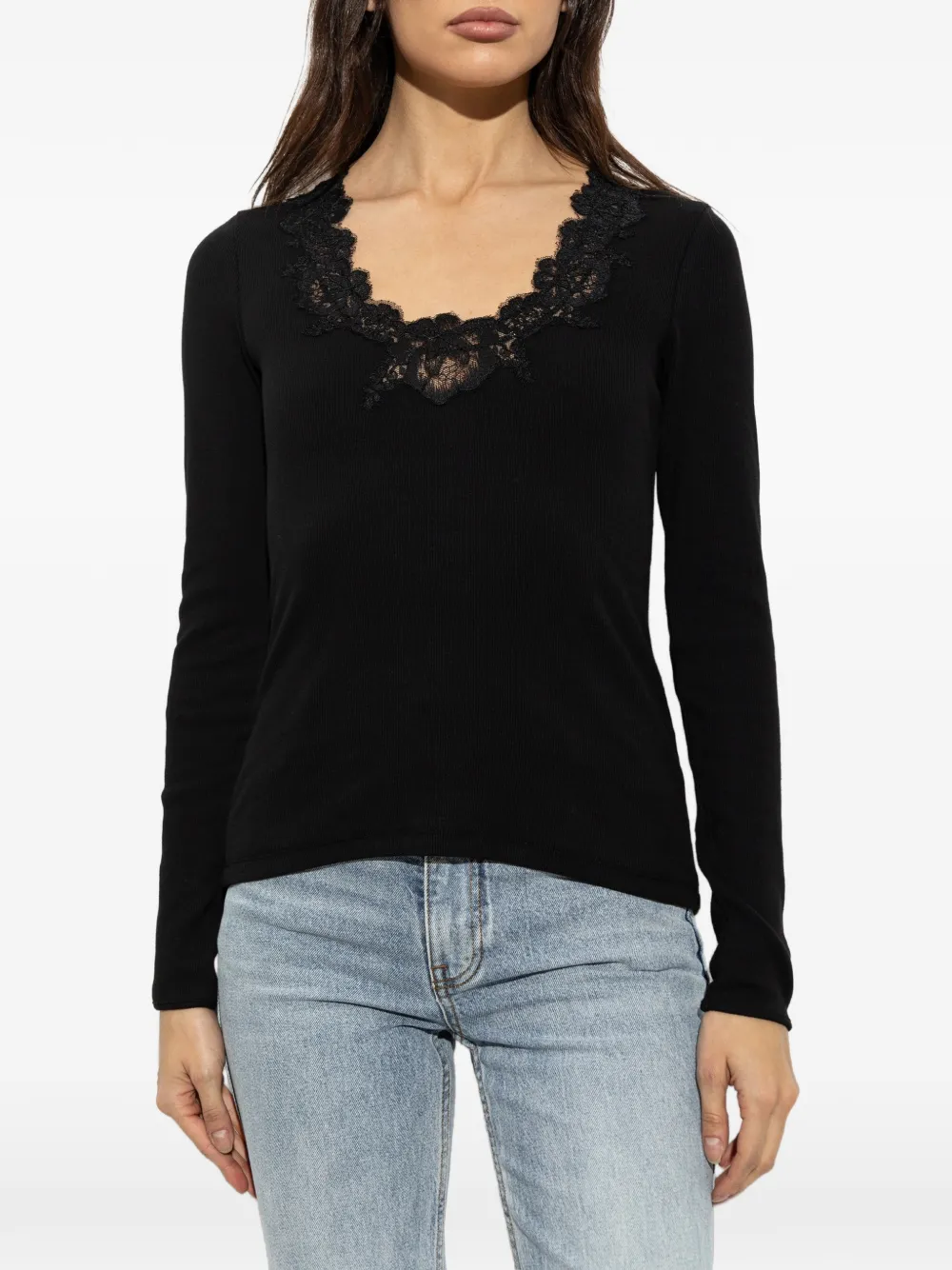 ZIMMERMANN lace trim T-shirt Zwart