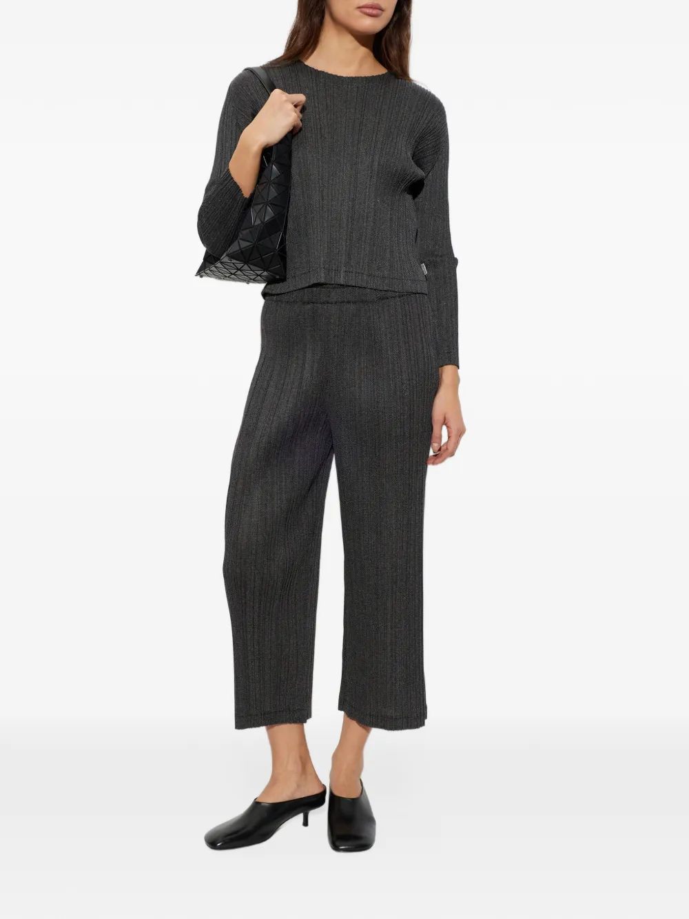 Pleats Please Issey Miyake elasticated pleated trousers Grijs