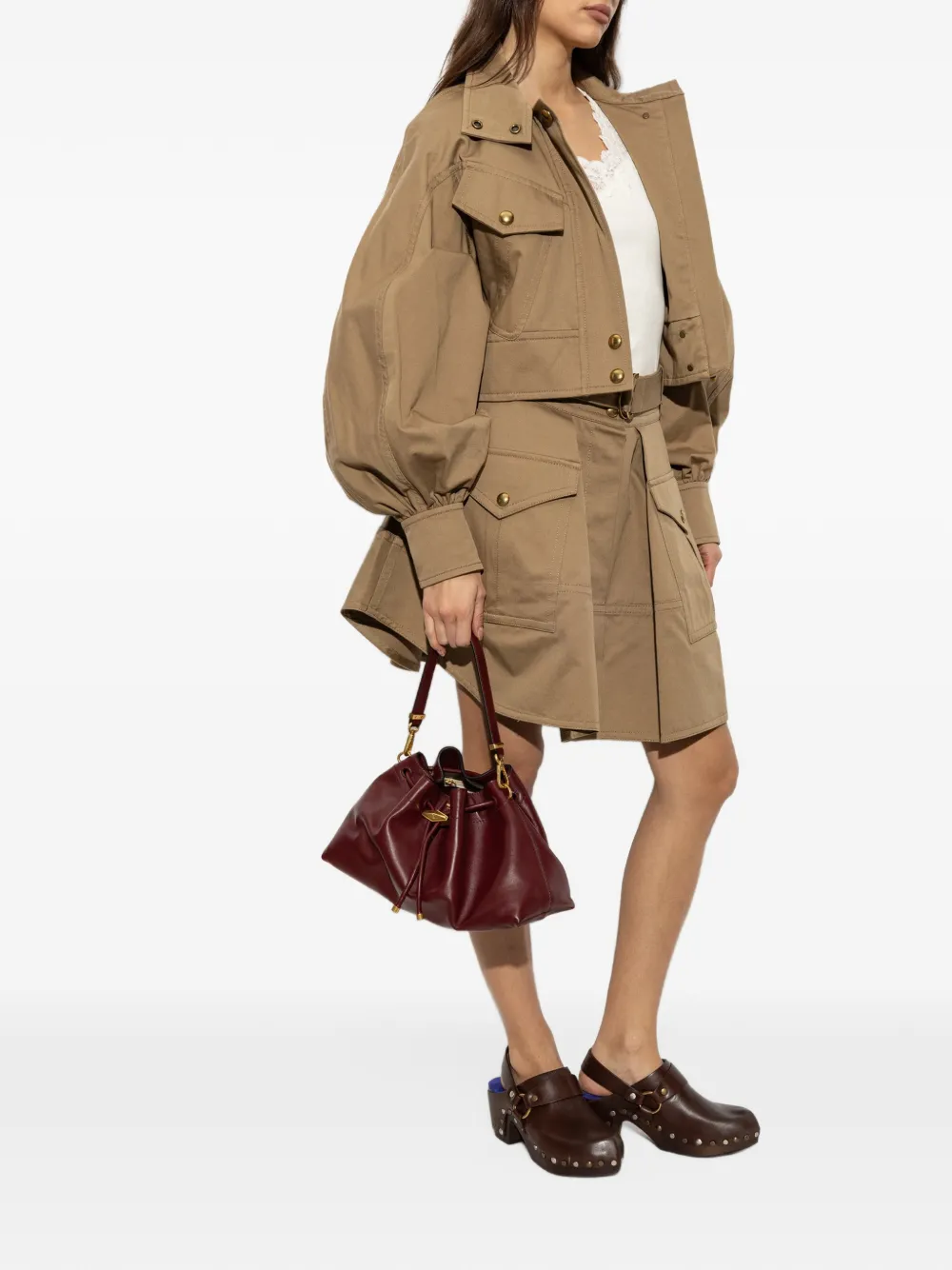 ZIMMERMANN Clash drill utility mini skirt Bruin