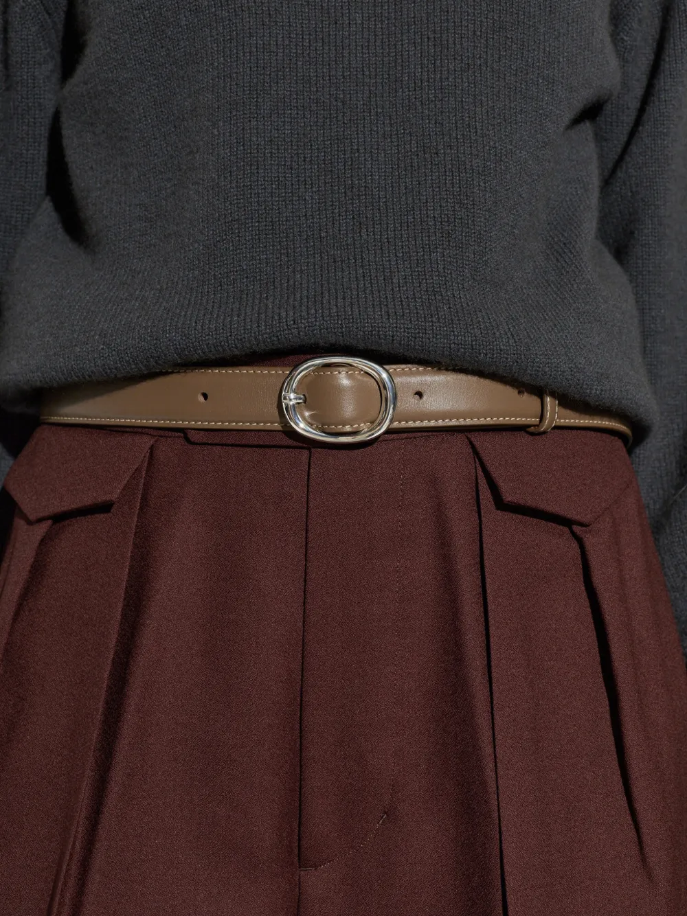 Lié Studio The Wyatt Wide leren riem Bruin