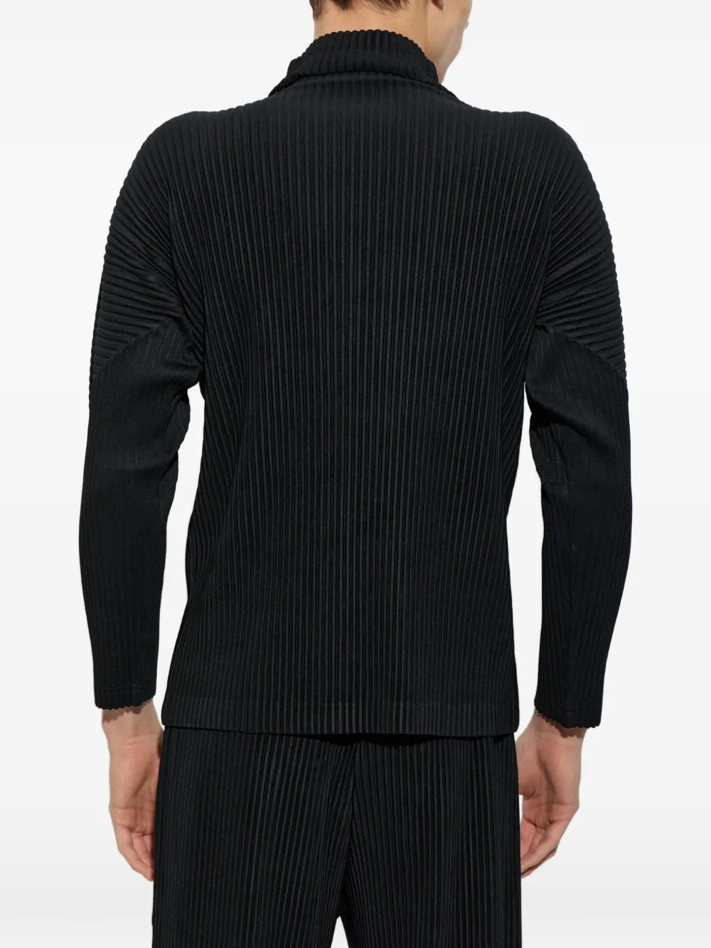 Homme Plissé Issey Miyake pleated stand-up collar T-shirt Zwart