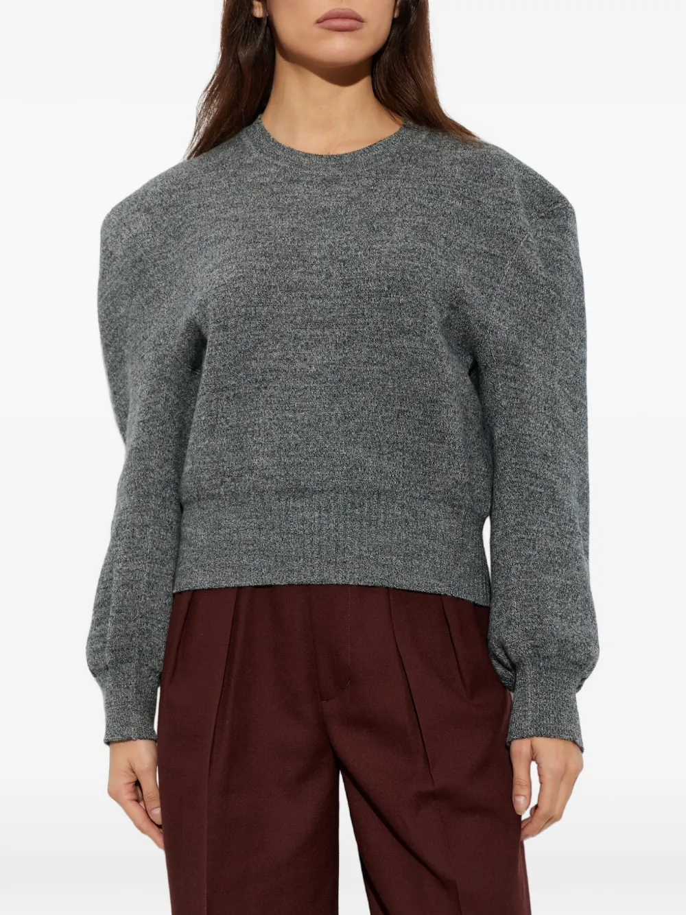 Issey Miyake Handsome Knit round-neck puff-sleeve sweater Grijs
