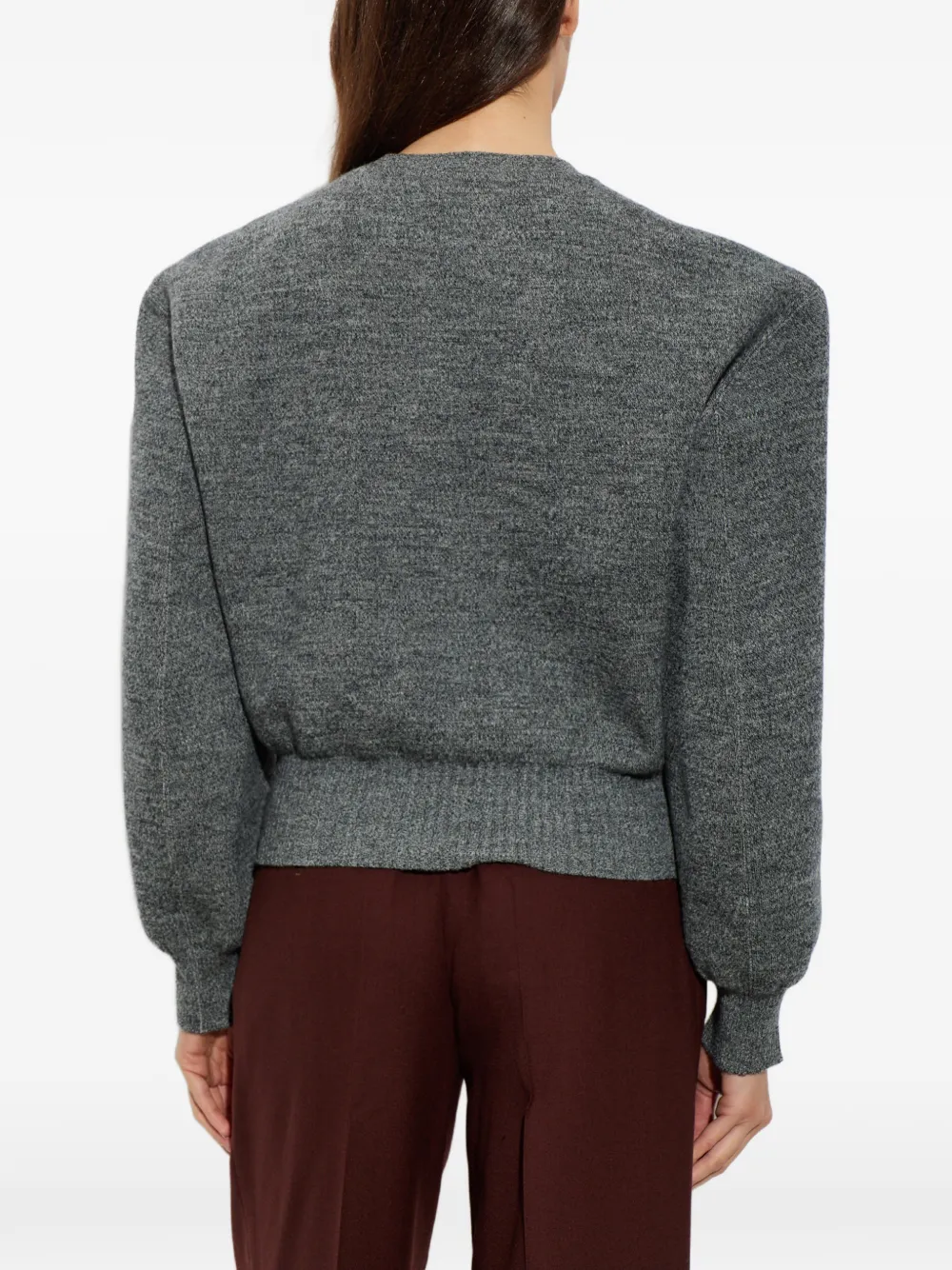 Issey Miyake Handsome Knit round-neck puff-sleeve sweater Grijs