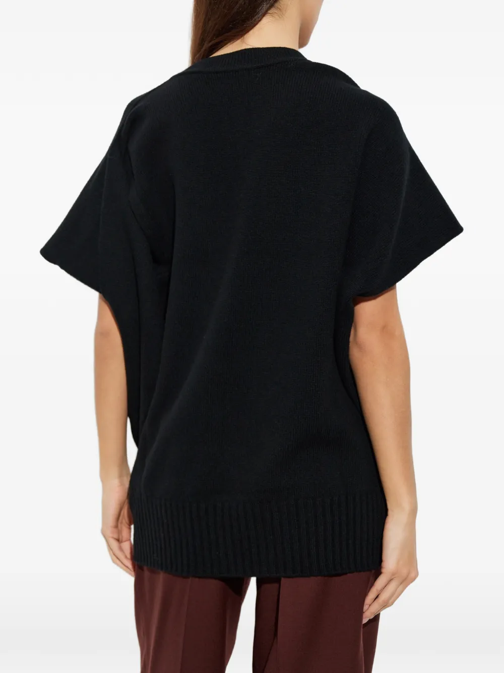 Issey Miyake asymmetric V-neck vest Zwart