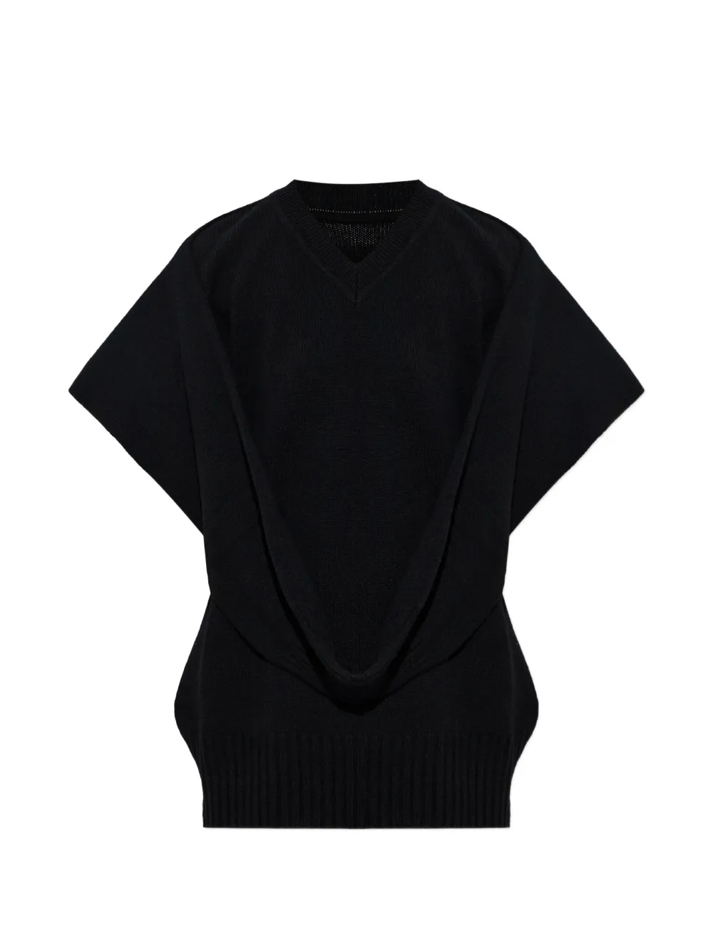 Issey Miyake asymmetric V-neck vest Zwart