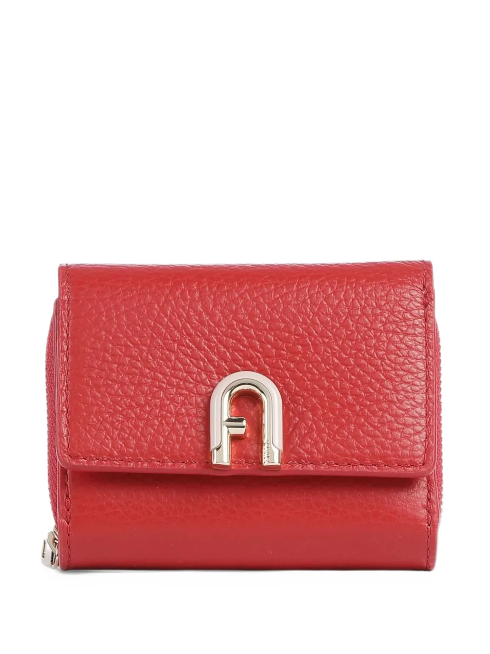Furla logo-plaque grained wallet - Rosso