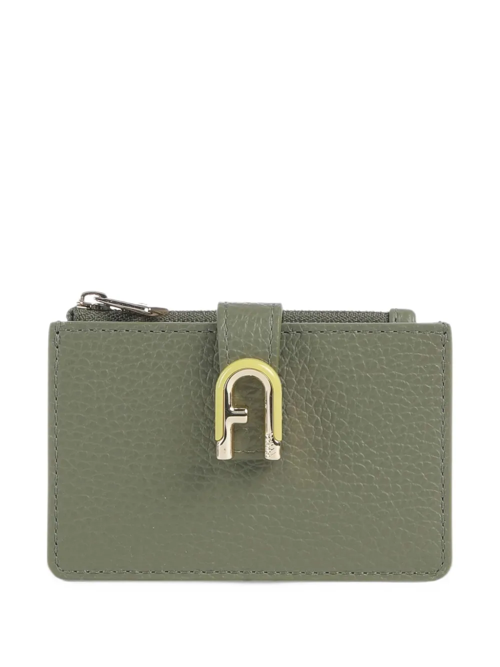 Furla logo-plaque pebbled wallet - Verde