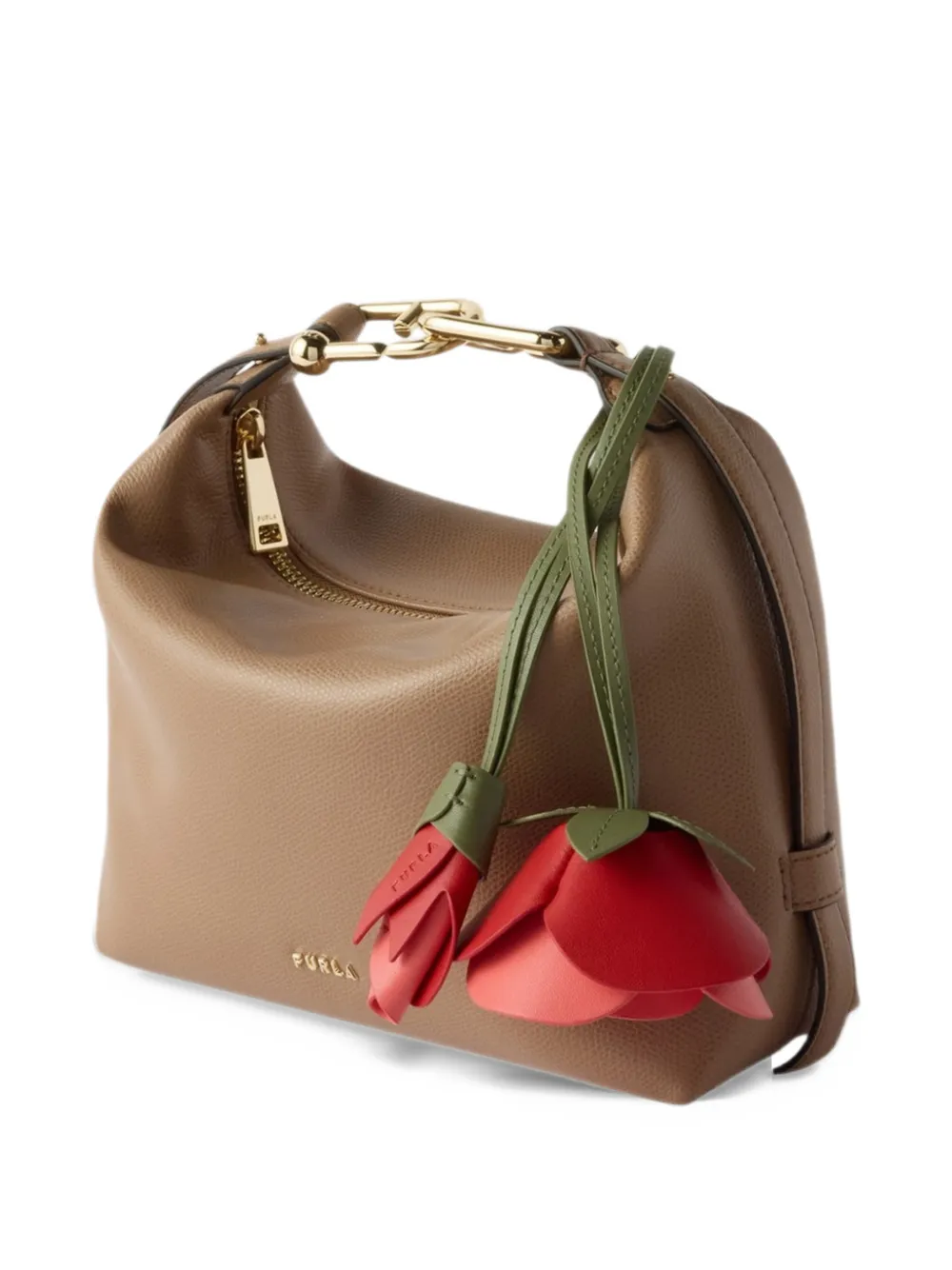 Furla floral-motif bag charm Beige