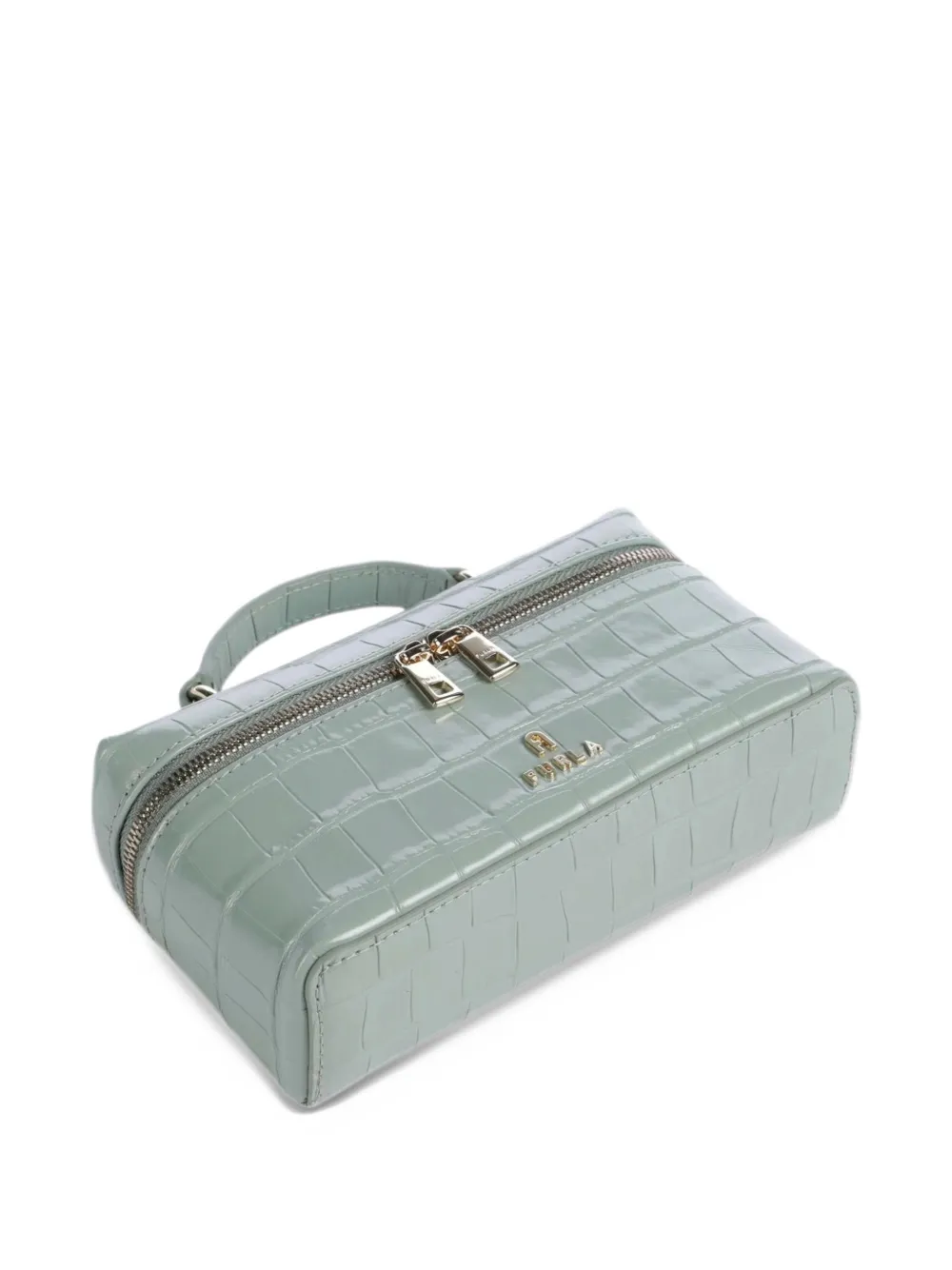 Furla Schoudertas met krokodillen-reliëf Blauw