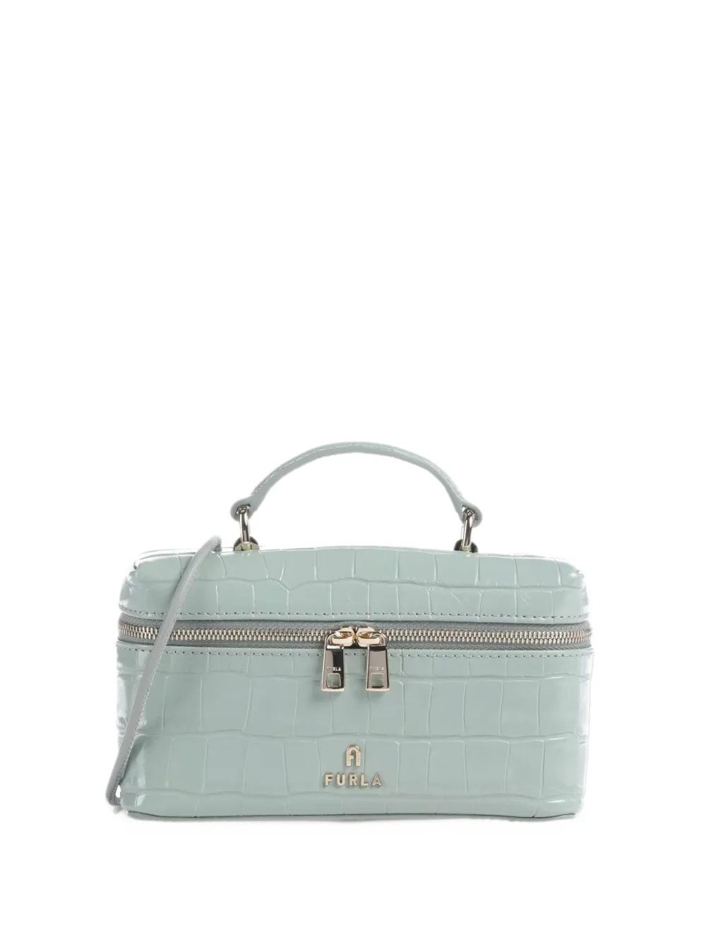 Furla Schoudertas met krokodillen-reliëf Blauw