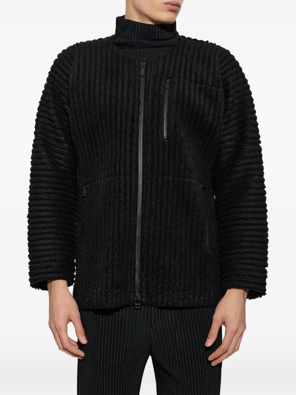 Homme Plissé Issey Miyake pleated zip-up jacket - Nero
