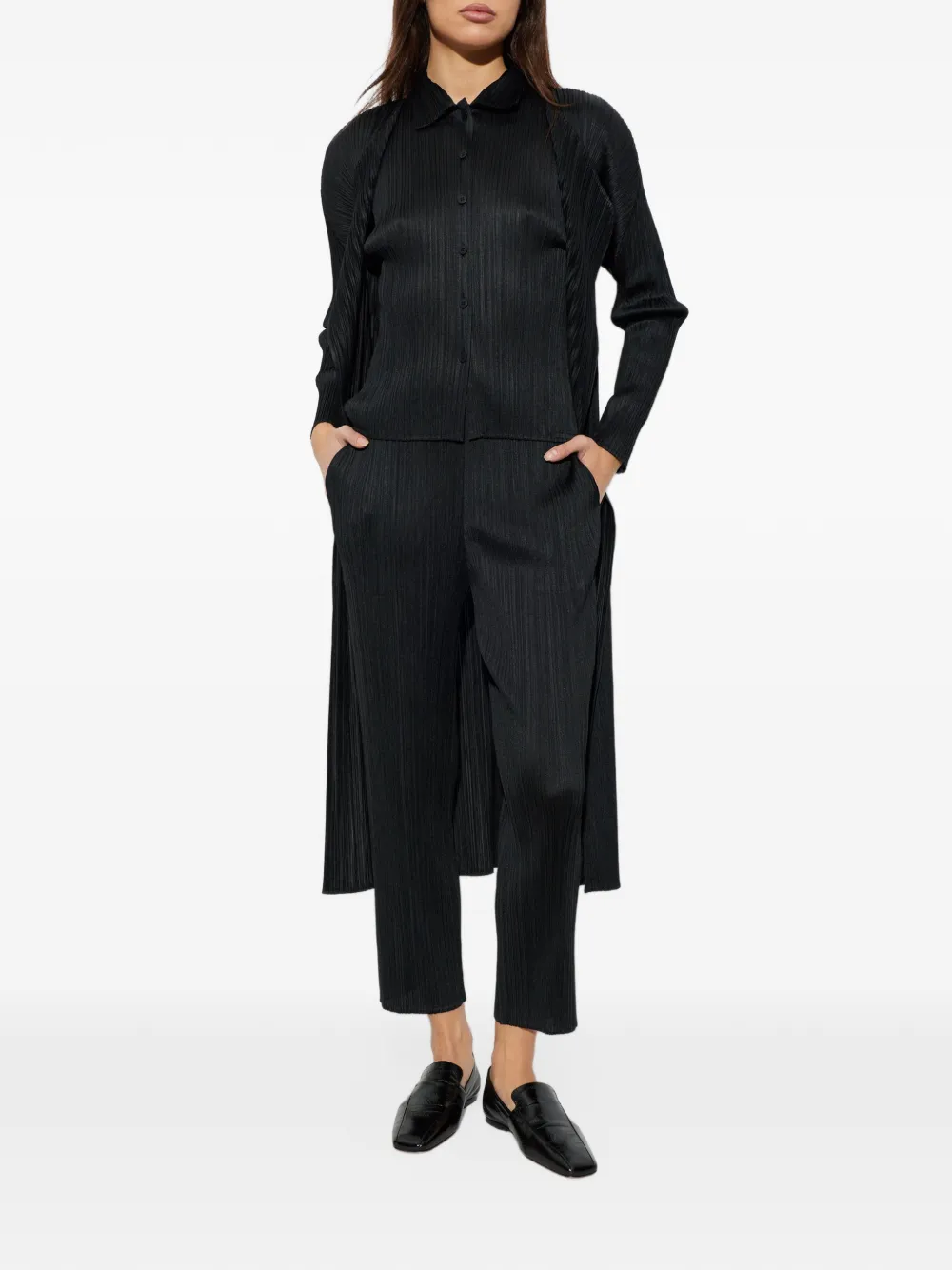 Pleats Please Issey Miyake pleated cardigan Zwart