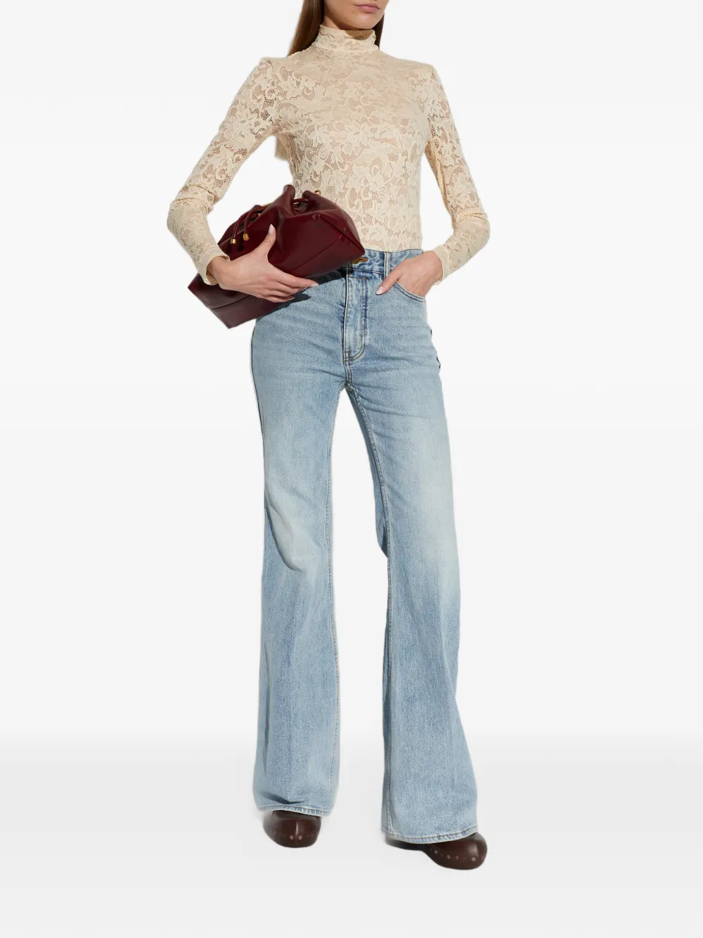 ZIMMERMANN lace long-sleeve top Beige
