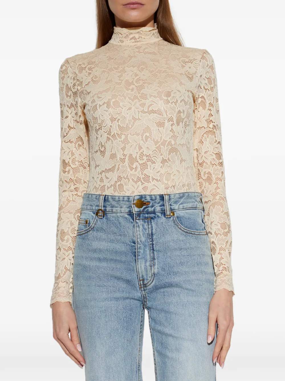ZIMMERMANN lace long-sleeve top Beige