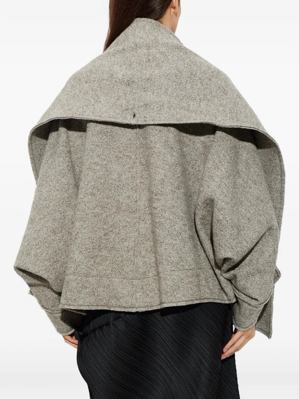 Issey Miyake Woolen Granite oversized scarf-detail jacket Beige
