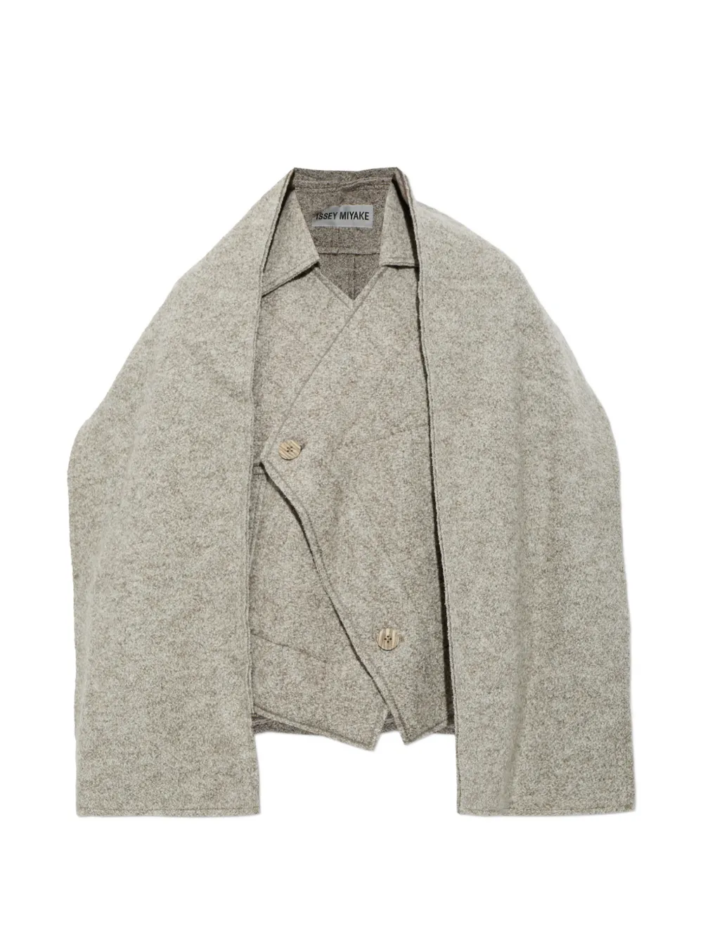 Issey Miyake Woolen Granite oversized scarf-detail jacket Beige