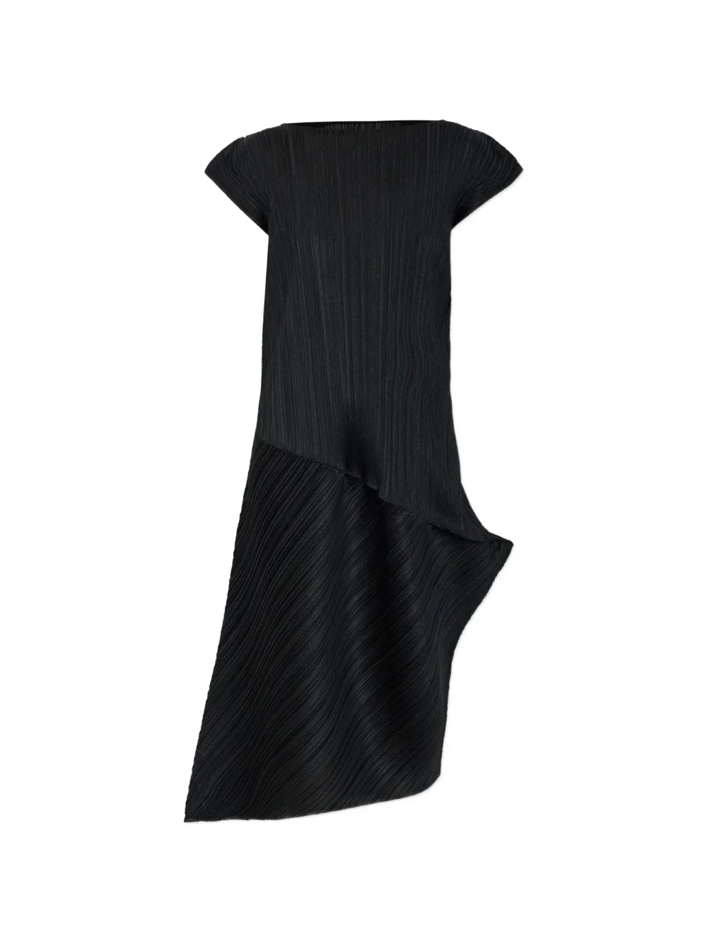 Pleats Please Issey Miyake Geplooide midi-jurk met asymmetrische zoom Zwart