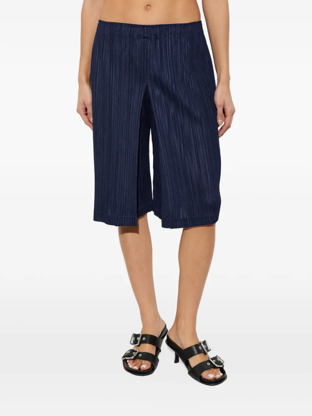 Pleats Please Issey Miyake Geplooide shorts Blauw