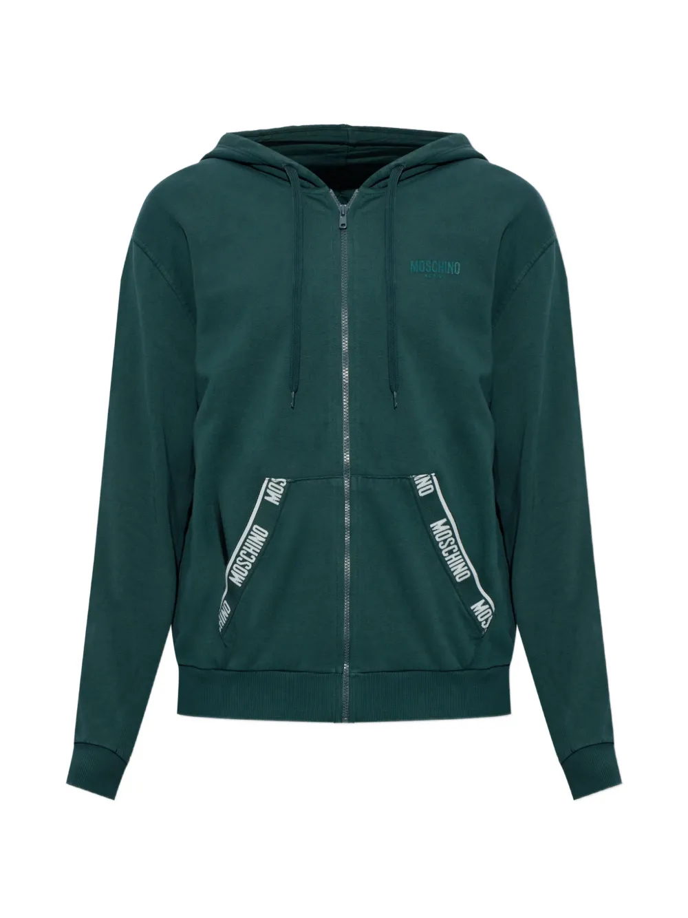 Moschino logo-tape zip-up hoodie - Verde