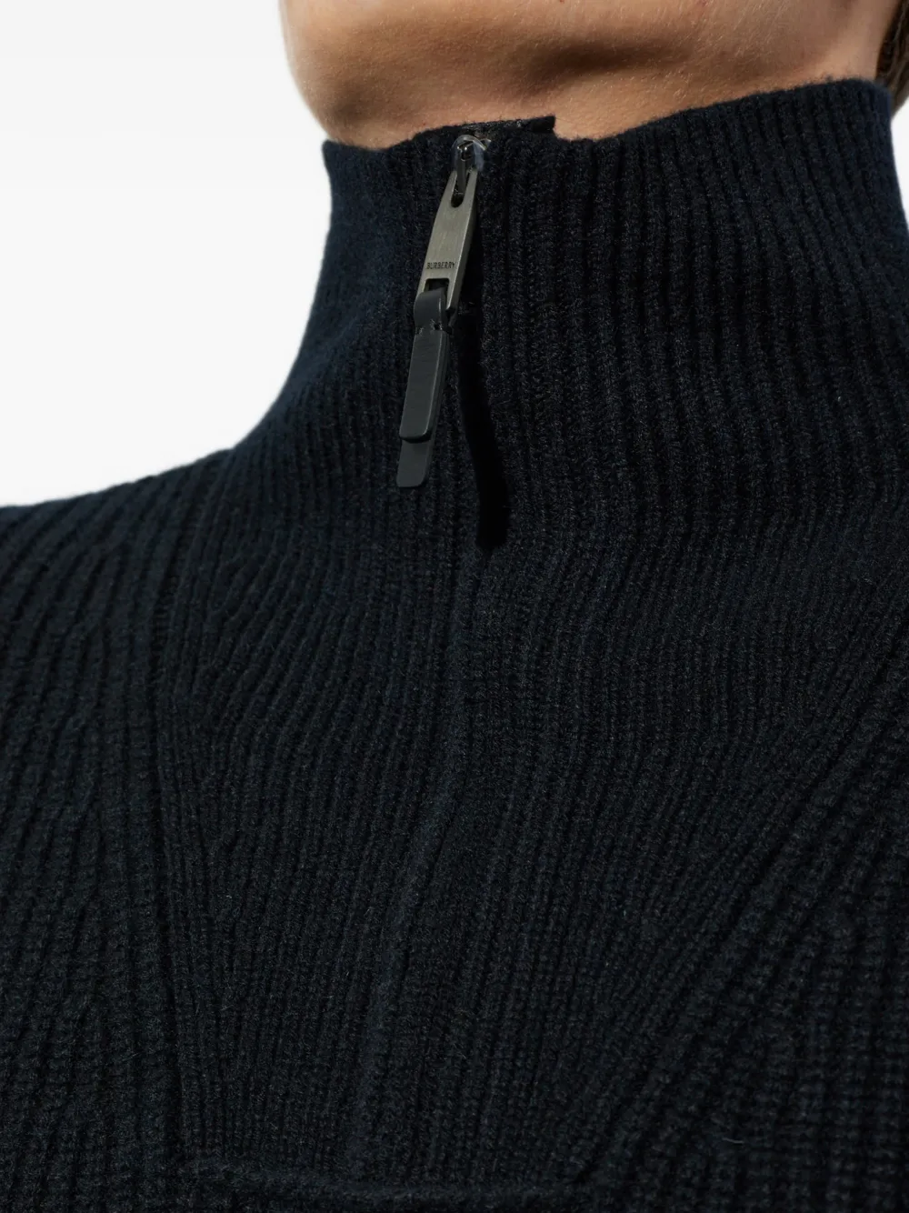 Burberry cashmere half-zip sweater Zwart