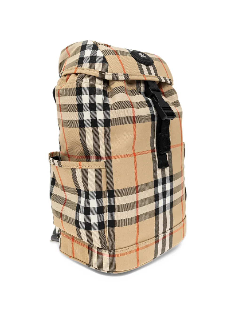 Burberry Kids check-pattern logo-patch backpack Beige