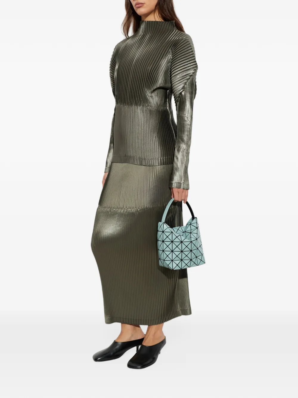Issey Miyake pleated skirt Groen